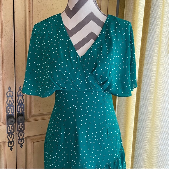 BB Dakota Green Polka Dot Midi Ruffle Dress - Picture 3 of 8